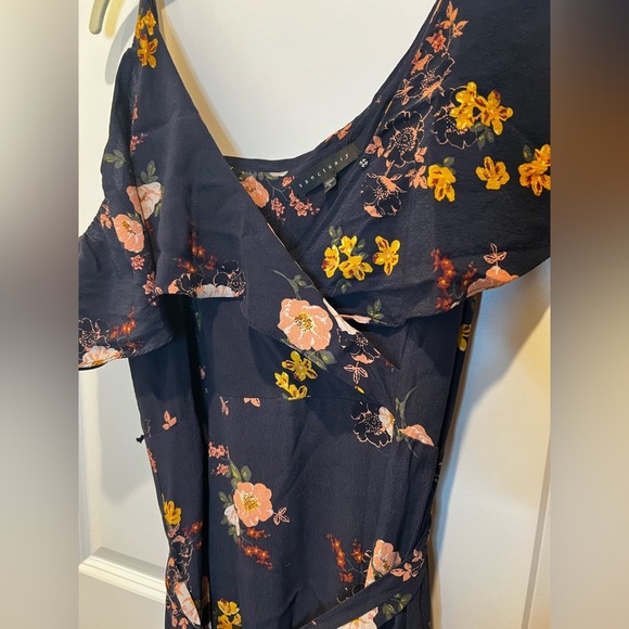 Sanctuary One Shoulder Blue Floral Maxi Dress Size Large - Picture 10 of 13